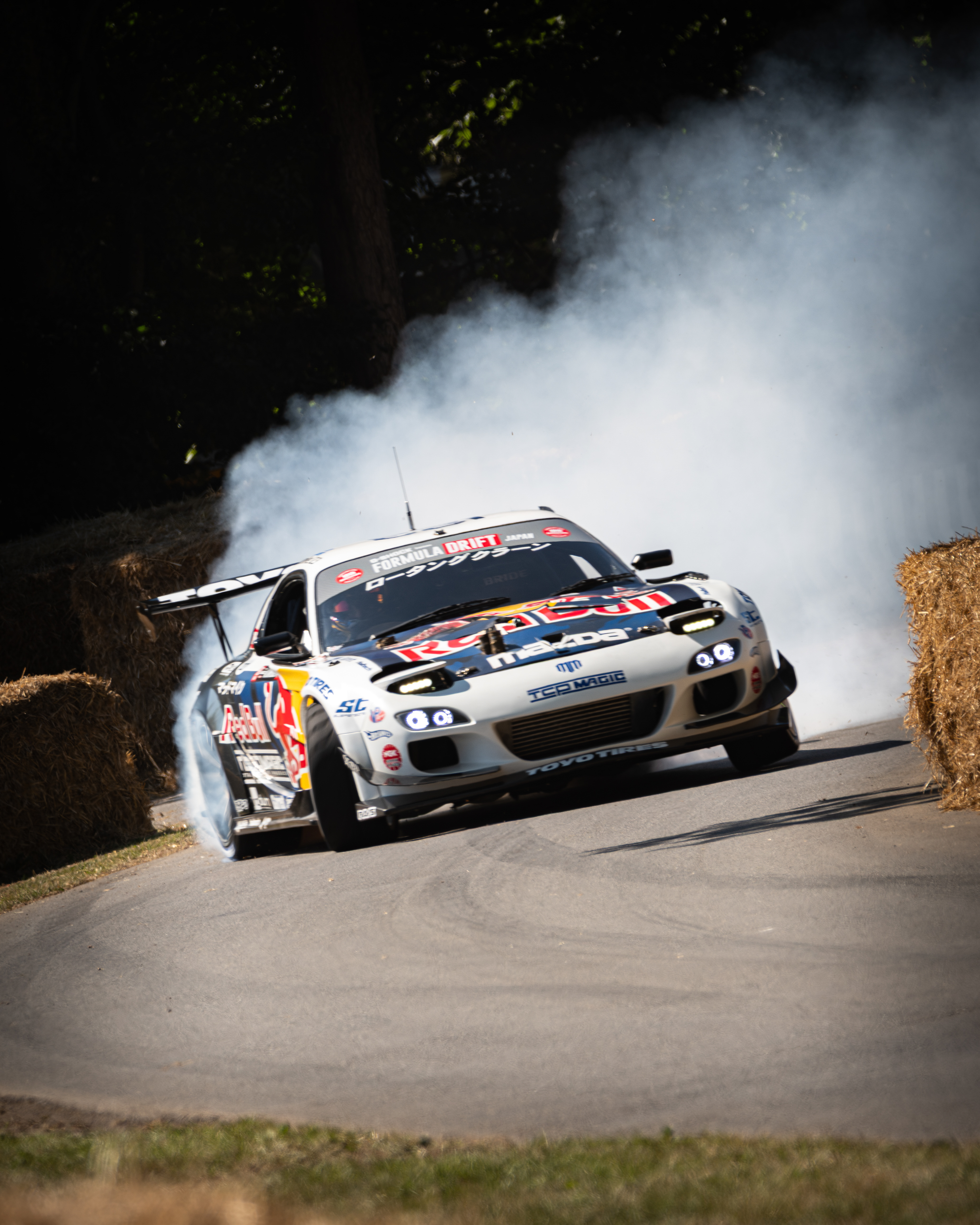 The "HUMBUL" Mazda FD RX-7 drifted by "Mad" Mike Whiddett at the 2025 Goodwood Festival of Speed